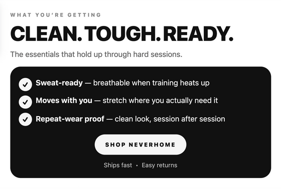 Email section example