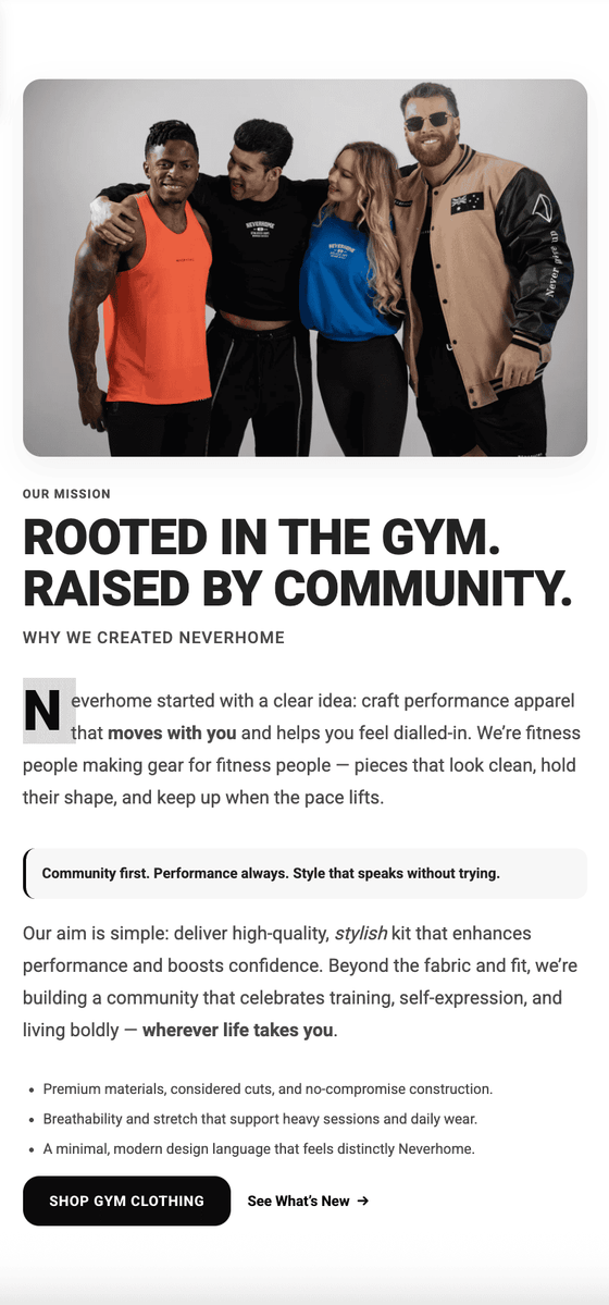 Email section example