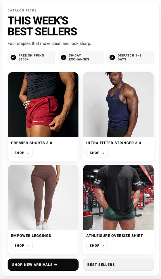 Email section example